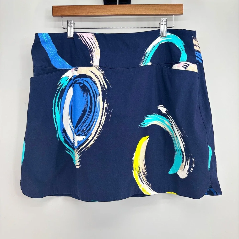 Lady Hagen Golf‎ Skort XL Navy Blue Abstract Stretch Pocket Athletic Activewear